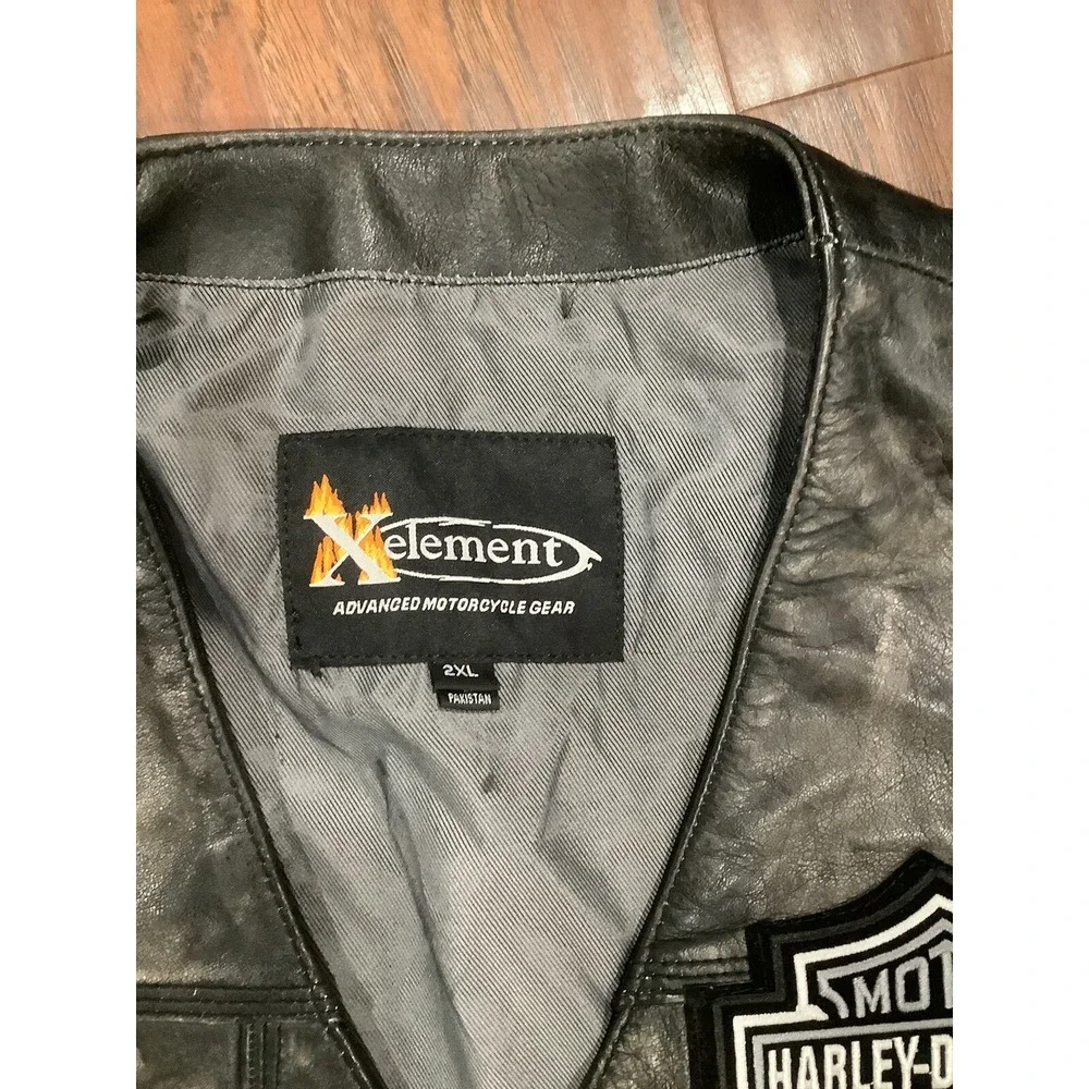 Xelement Advanced Motorcycle Gear Leather Vest 2XL Adjustable Sides Pockets